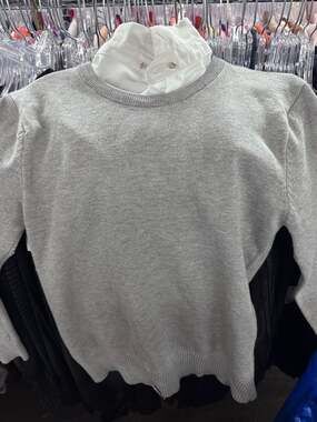 Vintage C&A Gray Crewneck Knit Pullover Sweater with Ribbed Trim